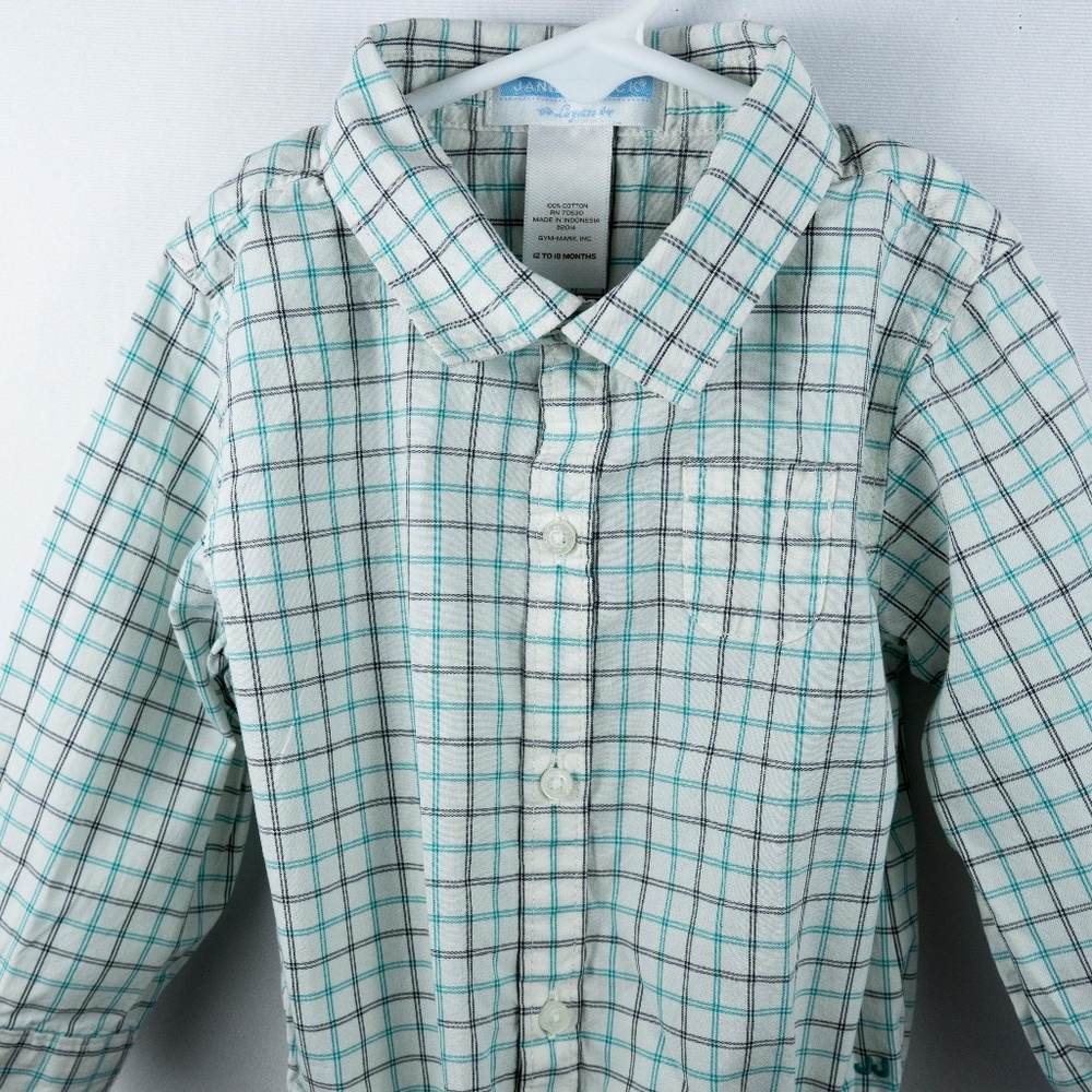 Janie and Jack Boys Button Down Bodysuit 12/18M